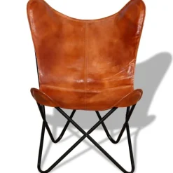 Chaise papillon en cuir