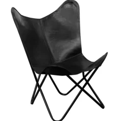 Chaise papillon en cuir