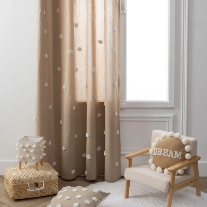 Coffre à jouets en intissé et pompons
