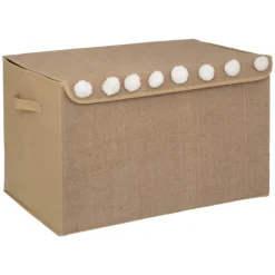 Coffre à jouets en intissé et pompons