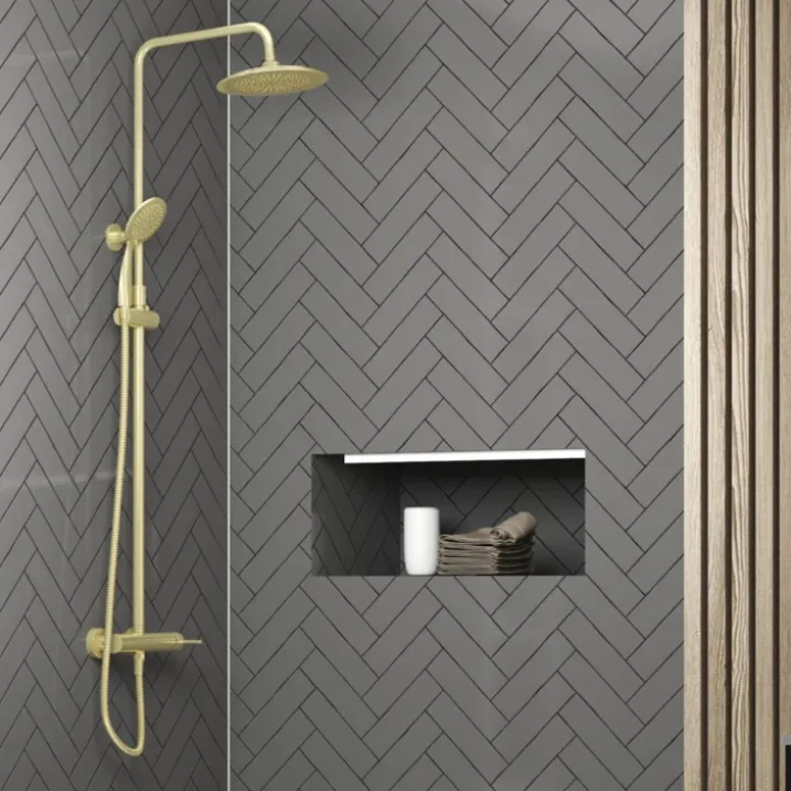 Colonne de douche mécanique dorée