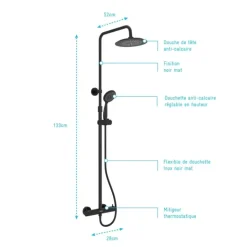 Colonne de douche thermostatique noire