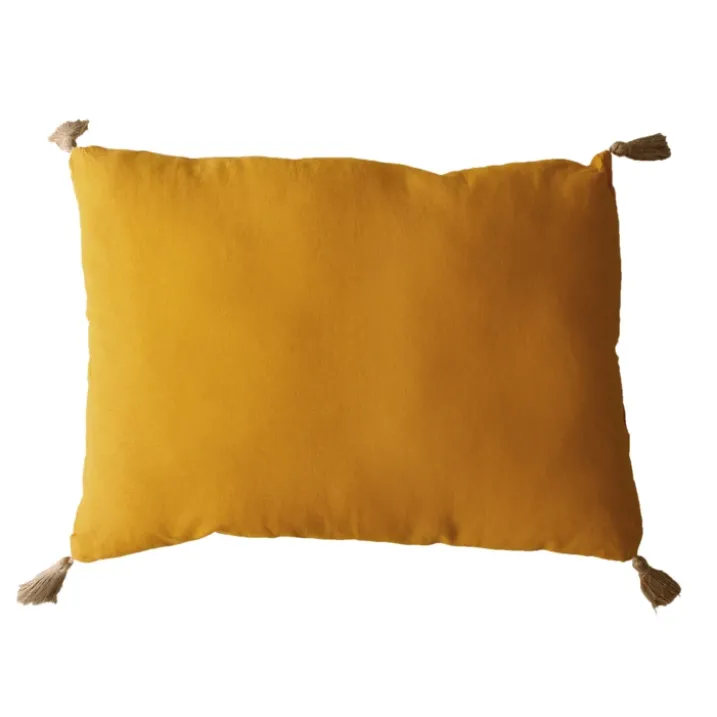 Coussin avec pompons en jute