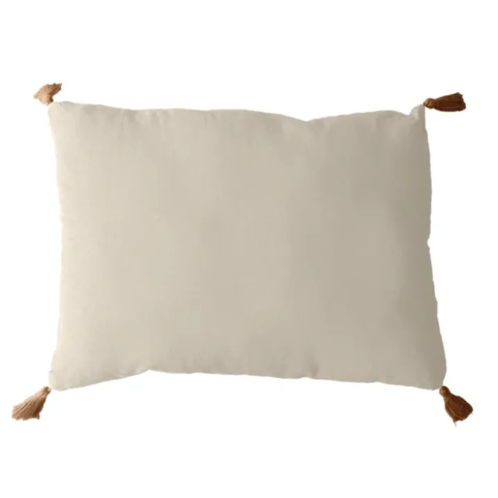 Coussin avec pompons en jute