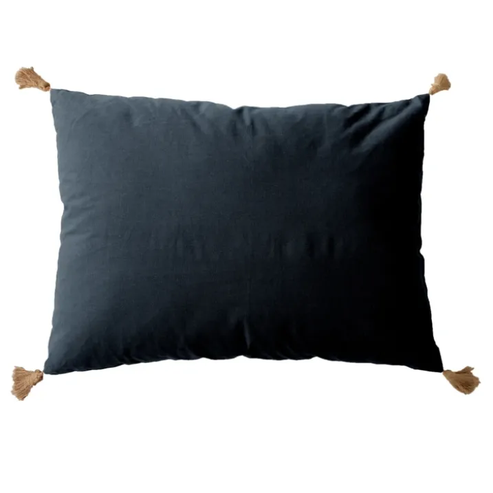 Coussin avec pompons en jute