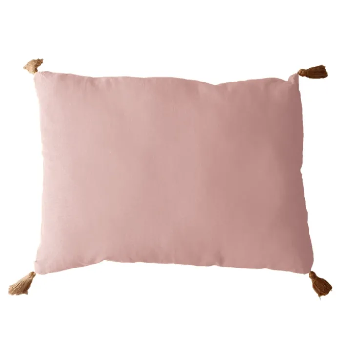 Coussin avec pompons en jute