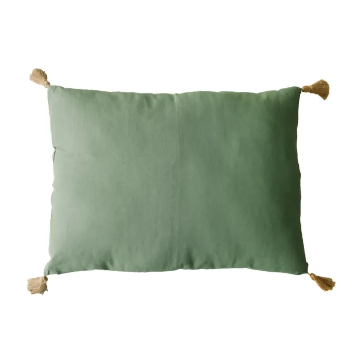 Coussin avec pompons en jute