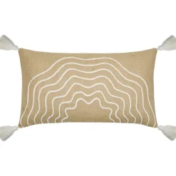 Coussin beigerectangulaire avec relief
