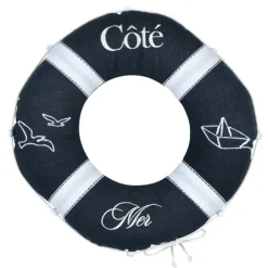 Coussin bouée polycoton décoratif esprit bord de mer