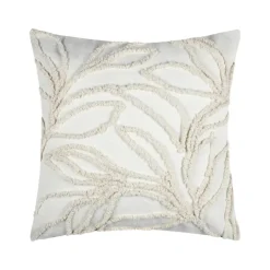 Coussin carré effet matière brodé de feuilles