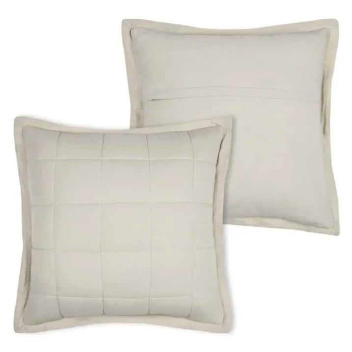 Coussin carré uni en gaze de coton surpiquée