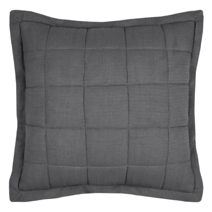Coussin carré uni en gaze de coton surpiquée