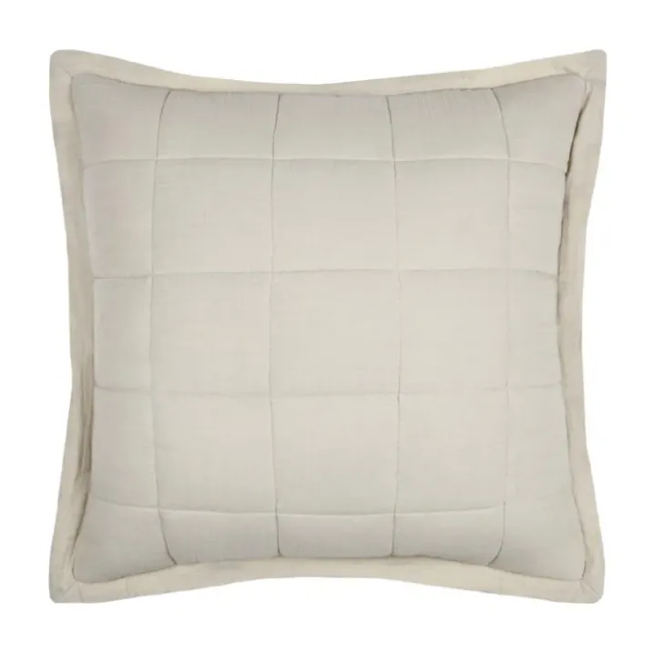 Coussin carré uni en gaze de coton surpiquée