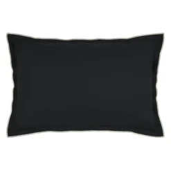 Coussin coton volant plat feston noir