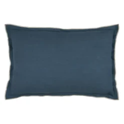 Coussin coton volant plat feston noir