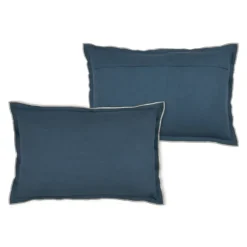 Coussin coton volant plat feston noir