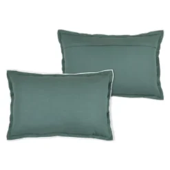 Coussin coton volant plat feston noir