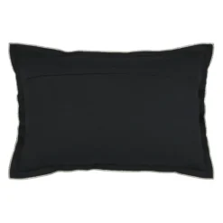 Coussin coton volant plat feston noir