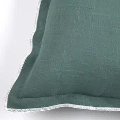 Coussin coton volant plat feston noir