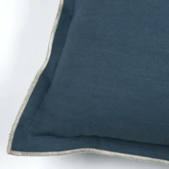 Coussin coton volant plat feston noir