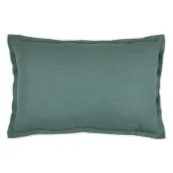 Coussin coton volant plat feston noir