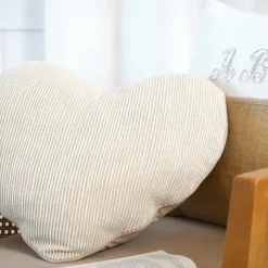 Coussin cœur rayures poly-coton