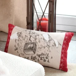 Coussin déco montagne télécabine