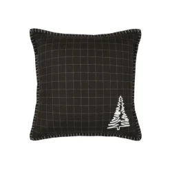 Coussin décoratif carré à carreaux et motif sapin