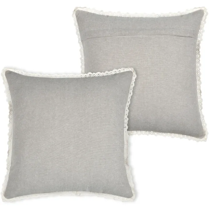 Coussin décoratif 100% coton finition dentelle