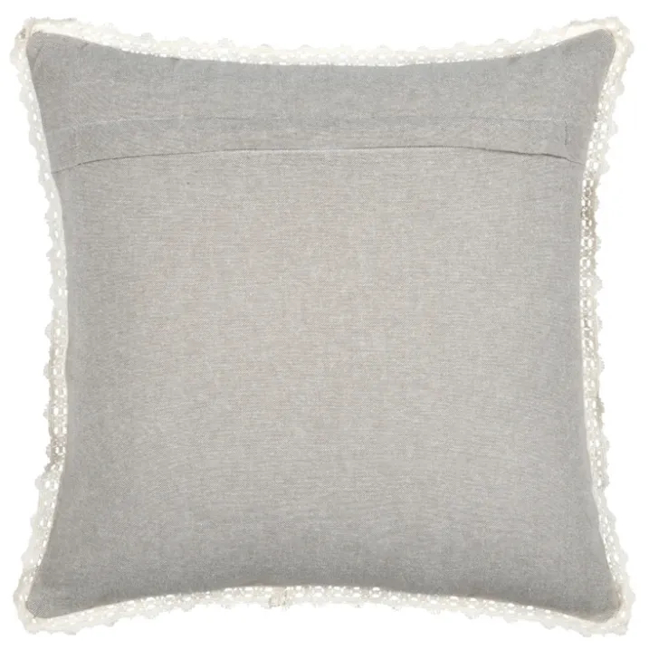 Coussin décoratif 100% coton finition dentelle