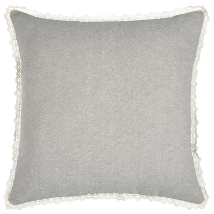 Coussin décoratif 100% coton finition dentelle
