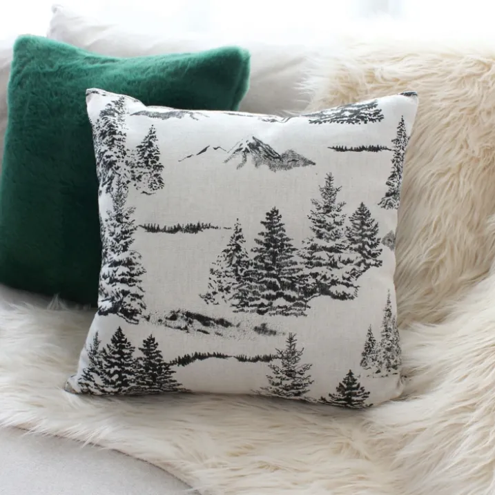 Coussin décoratif déhoussable style montagne