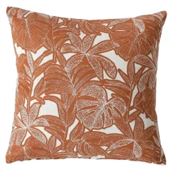 Coussin décoratif déhoussable motif feuillage tropical