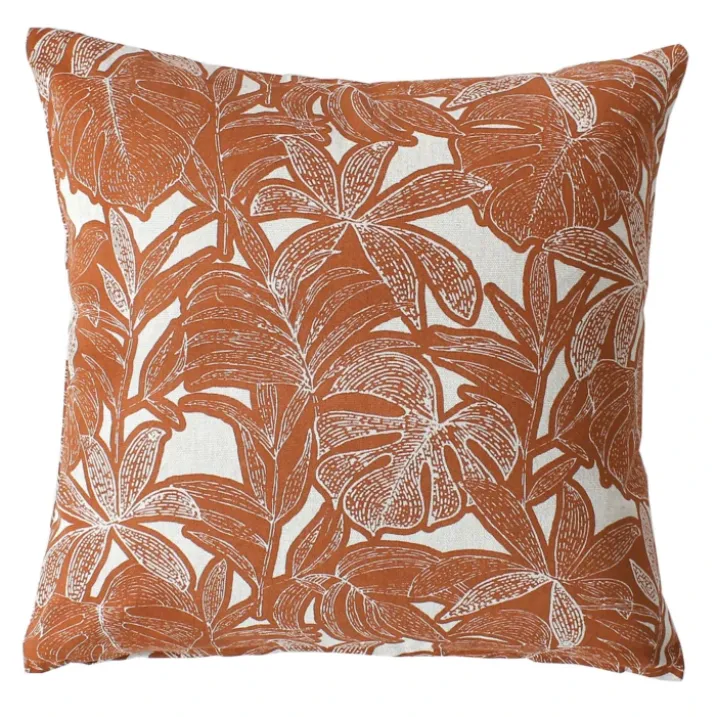 Coussin décoratif déhoussable motif feuillage tropical