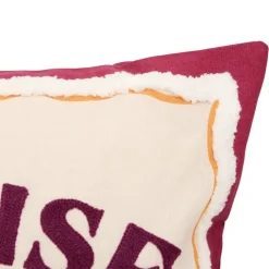 Coussin décoratif en coton brodé avec motif soleil
