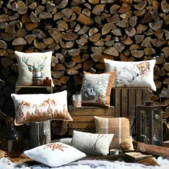 Coussin décoratif en coton montagne et forêt