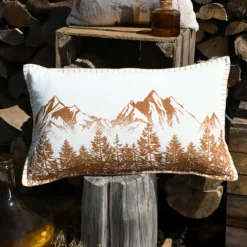 Coussin décoratif en coton montagne et forêt