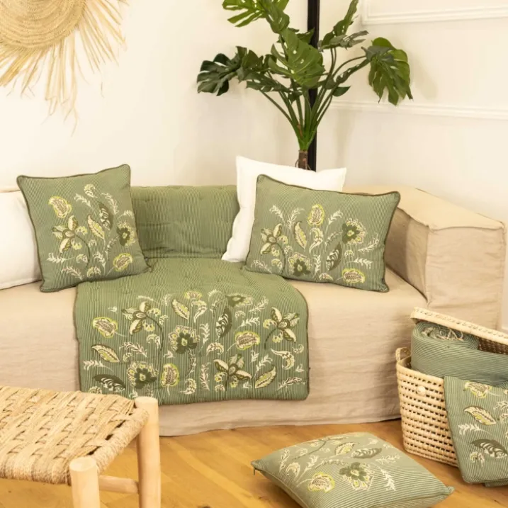 Coussin décoratif en polylin motif floral