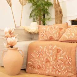 Coussin décoratif en polylin motif floral