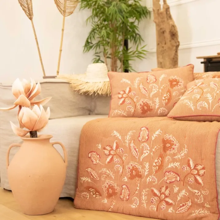 Coussin décoratif en polylin motif floral