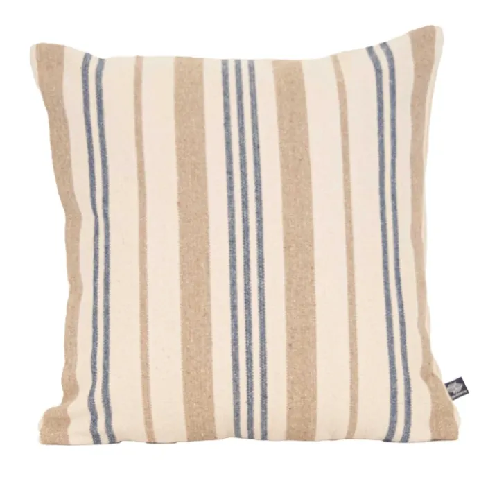 Coussin décoratif matelassé à rayures en toile canevas