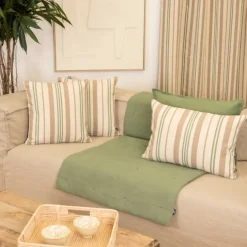 Coussin décoratif matelassé à rayures en toile canevas