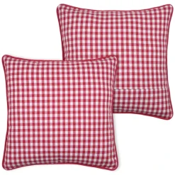 Coussin décoratif motif vichy en polycoton
