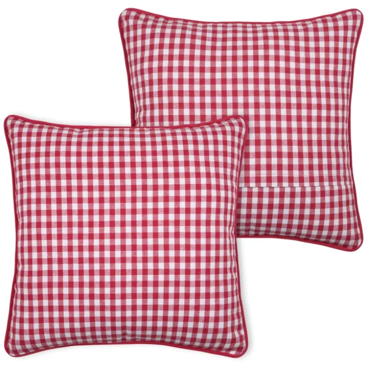 Coussin décoratif motif vichy en polycoton