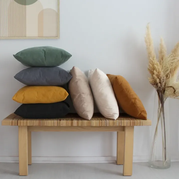Coussin dehoussable en velours