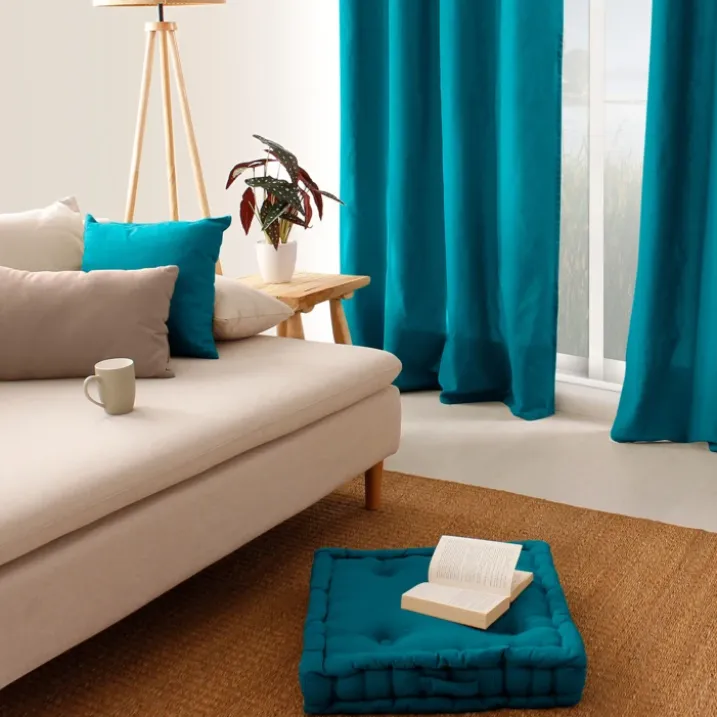 Coussin de sol uni en pur coton
