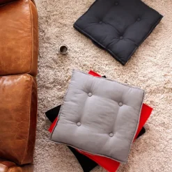 Coussin de sol uni en pur coton