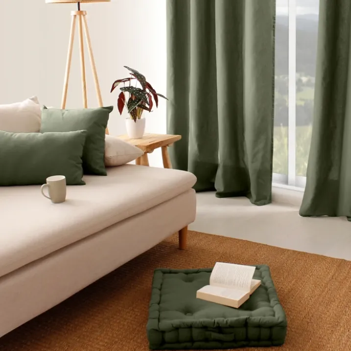 Coussin de sol uni en pur coton