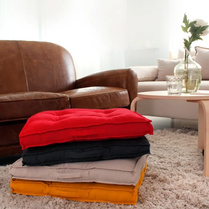 Coussin de sol uni en pur coton
