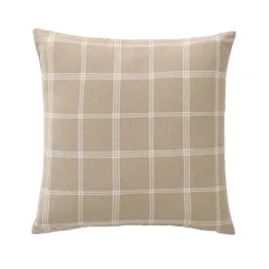 Coussin déhoussable à carreaux en poly-coton tissé